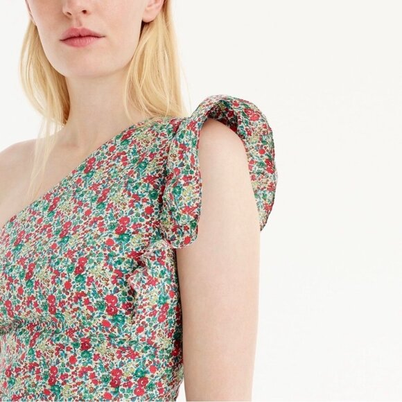 J. Crew Asymmetrical Ruffle Mini Dress One Shoulder Smocked Women’s Size 0P - Picture 2 of 12